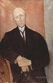 sitzender Mann auf orange Hintergrund 1918 Amedeo Modigliani